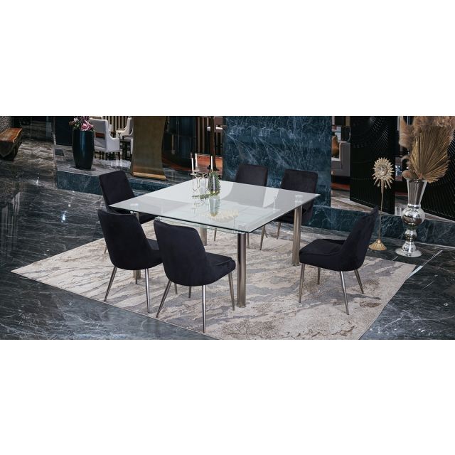 Comedor Cuadrado Enkel II Negro 7 Piezas