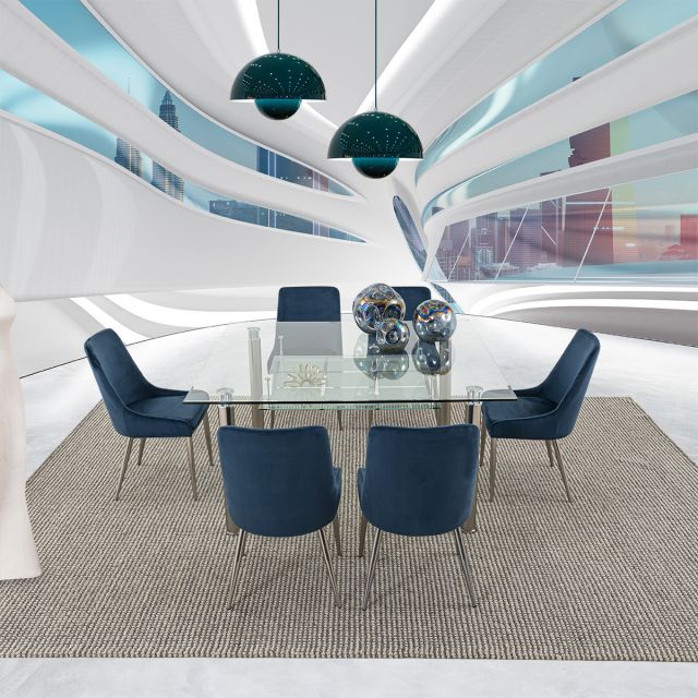 Comedor Cuadrado Enkel II Azul 7 Piezas