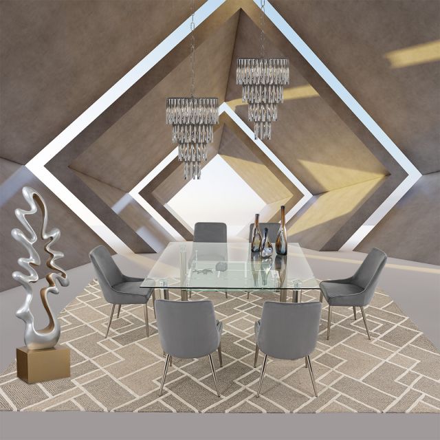 Comedor Cuadrado Enkel II Gris 7 Piezas