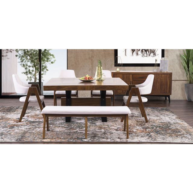 Comedor Estocolmo Con Sillas Y Banca Cream 6 Pzs
