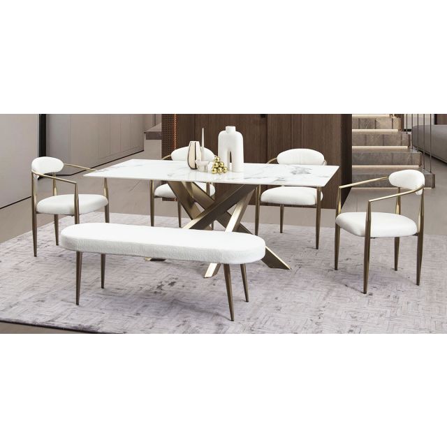 Comedor Rectangular Lusso Beige 6 Piezas