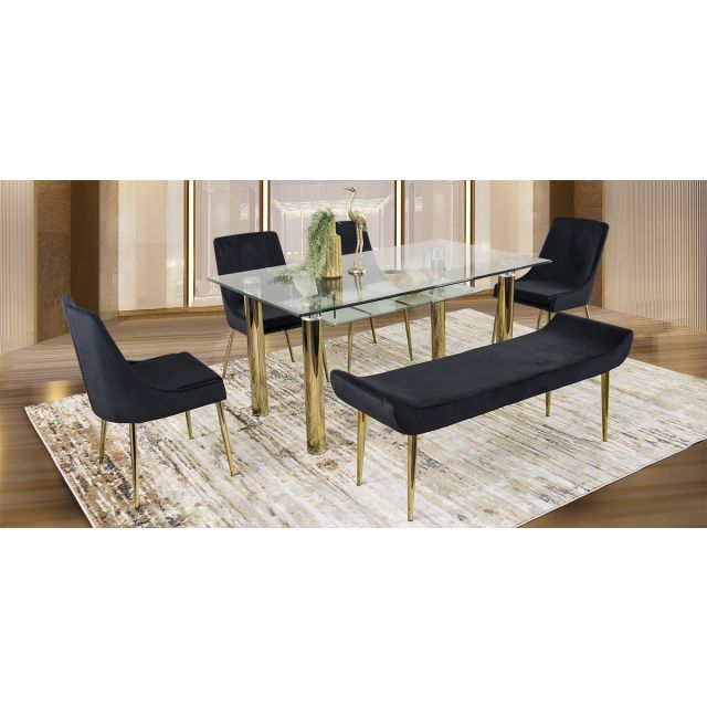 Comedor Rectangular Dunkel Royal Gold Negro