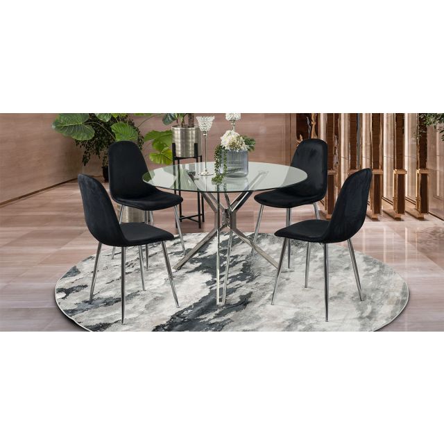 Comedor Redondo Trivor Plata 5 Piezas