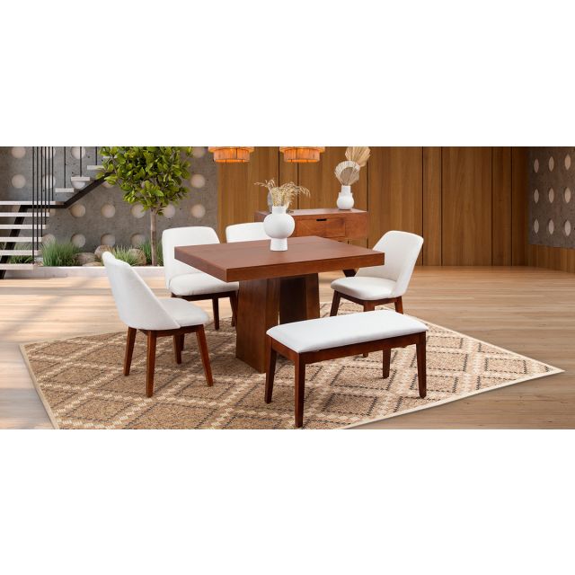 Comedor Odette PL Con Sillas Y Banca Olaf Arena 6 Pzs