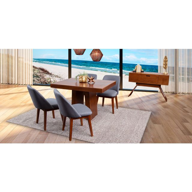 Comedor Odette PL Con Sillas Olaf Gris 5 Pzs