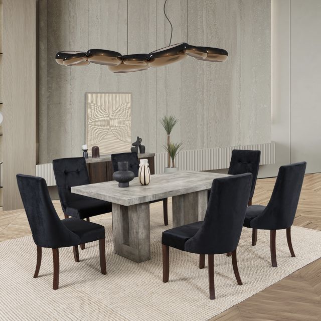 Comedor Rectangular Luxor Negro 7 Piezas