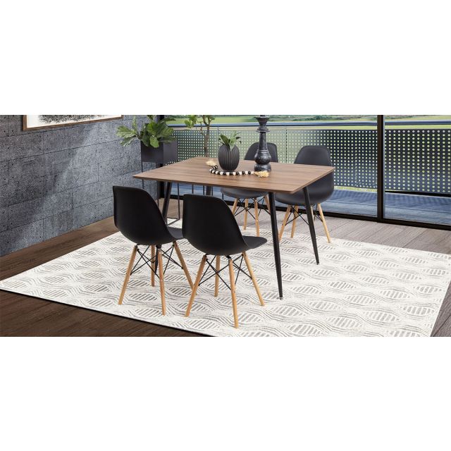 Comedor Rectangular Marla Con Sillas Atlas Negro 5 Piezas
