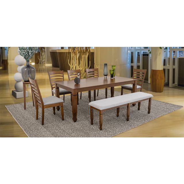 Comedor Rectangular 200 Cm Borja Café 7 Piezas