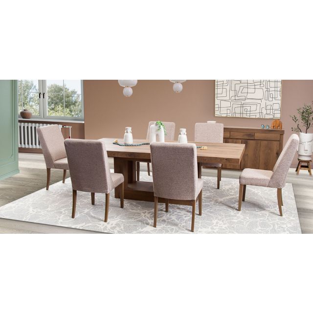 Comedor Rectangular 240 Cm Anka Con Sillas Anka Mix Café 7 Piezas