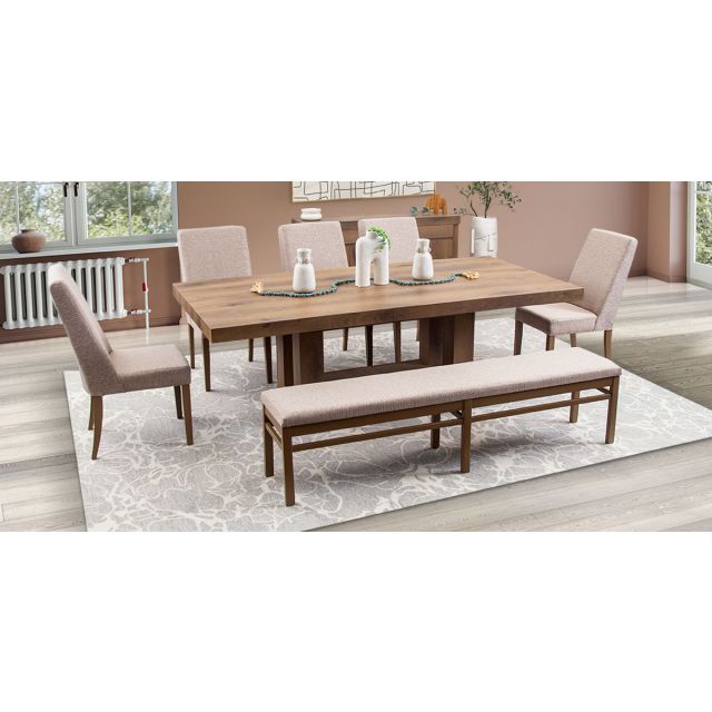 Comedor Rectangular 240 Cm Anka Con Sillas y Banca Anka Mix Café 7 Piezas