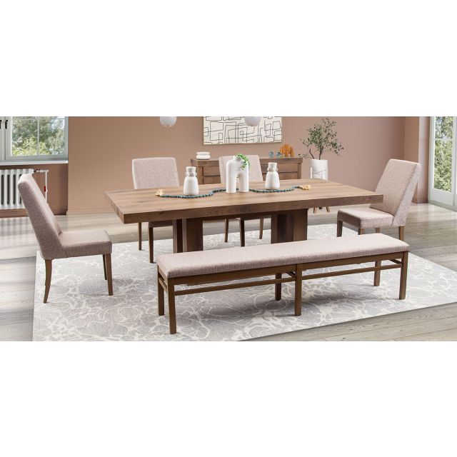 Comedor Rectangular 240 Cm Anka Con Sillas y Banca Anka Mix Café 6 Piezas