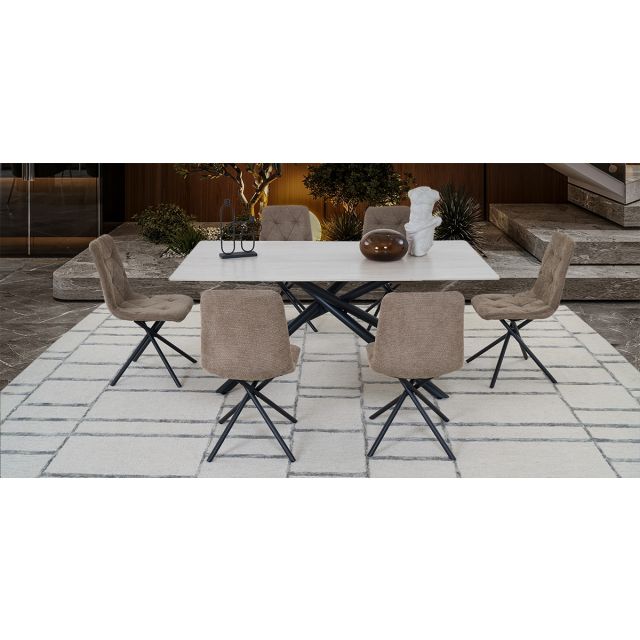 Comedor 180 X 100 Cm Traver Beige 7 Piezas