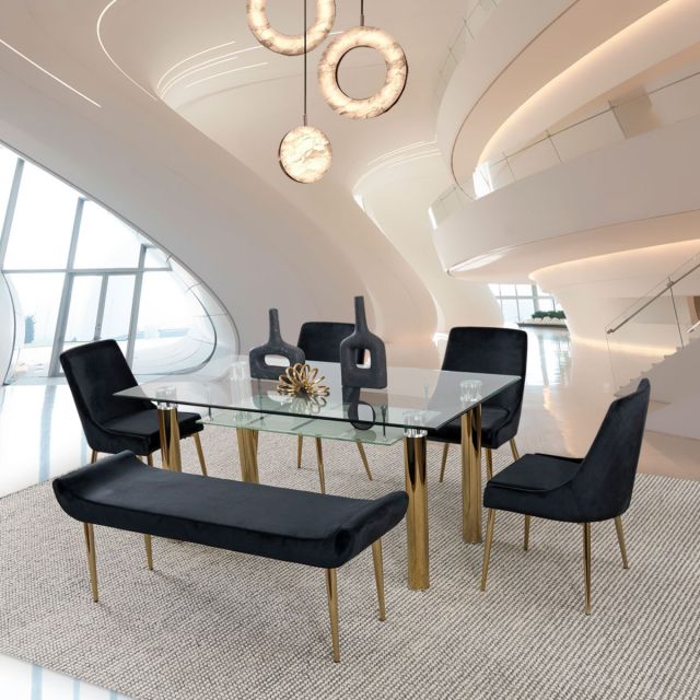 Comedor Rectangular Dunkel Royal Gold Negro