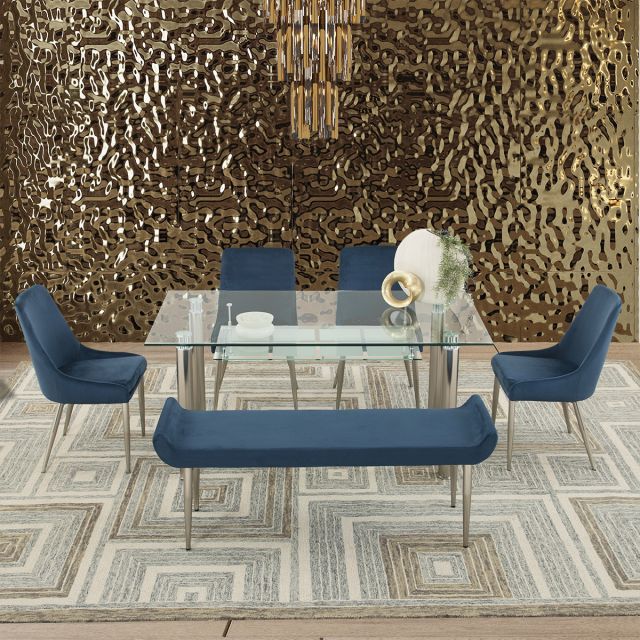 Comedor Rectangular Enkel II Azul 6 Piezas