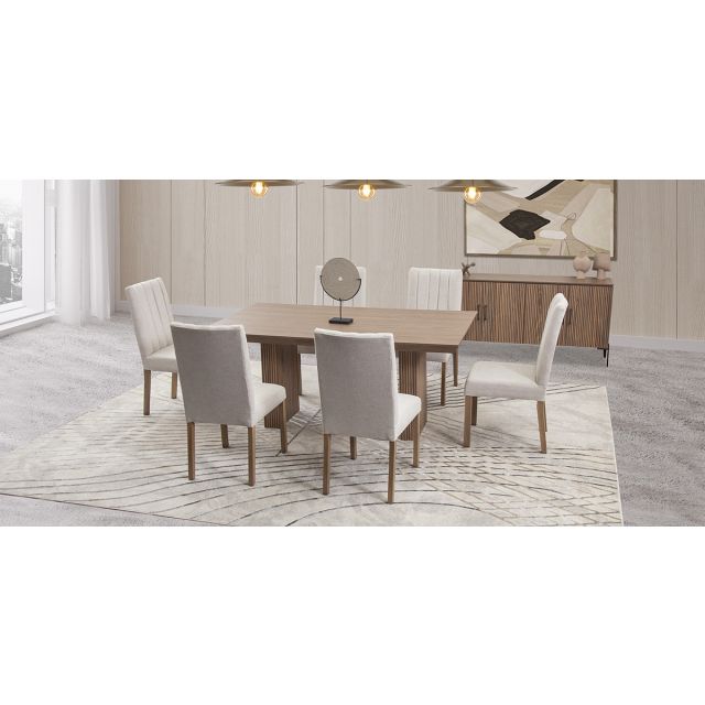 Comedor Rectangular Vanila Beige 7 Piezas