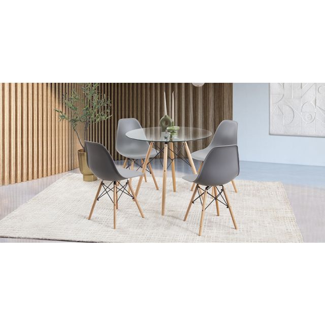 Comedor Redondo Atlas Con sillas Gris 5 Piezas