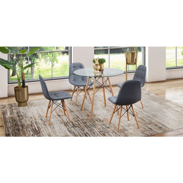 Comedor Redondo Atlas PL Con Sillas Angun Gris