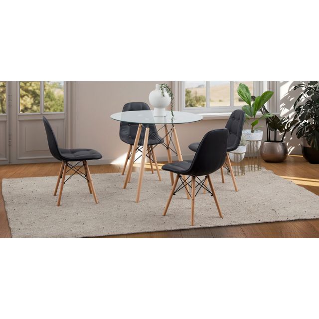 Comedor Redondo Atlas PL Con Sillas Angun Negro