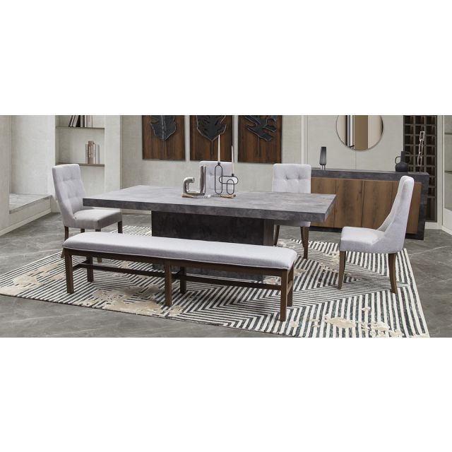 Comedor Rectangular 240 X 120 cm Stone Gris 6 Piezas