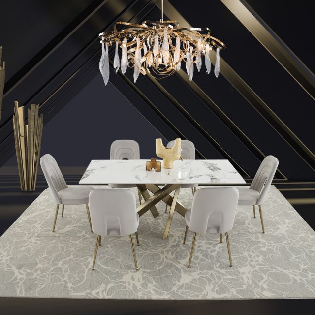 Comedor Rectangular Lucio Gris 7 Piezas