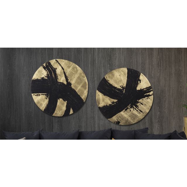 Cuadro Al Oleo Orbitas Oro 2 Piezas
