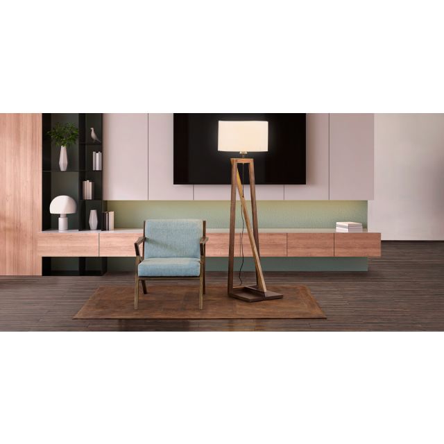 Lámpara De Piso Parota Escuadra Beige