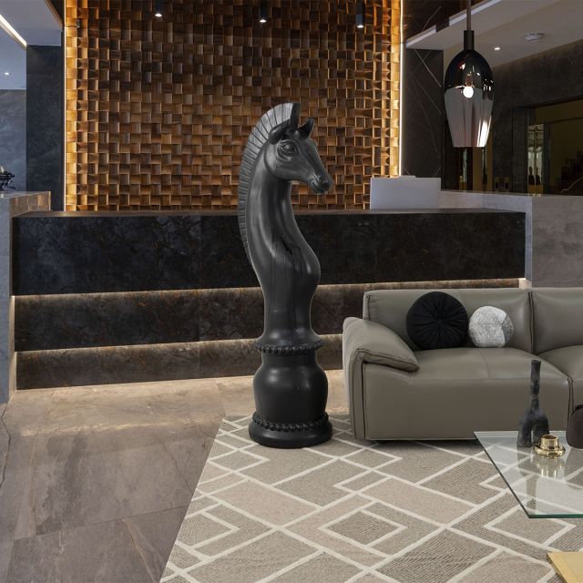 Escultura Caballo Ajedrez Negro