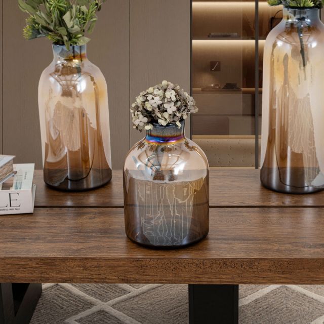 Jarrón Decorativo Balero Cristal Zirconia Café Chico