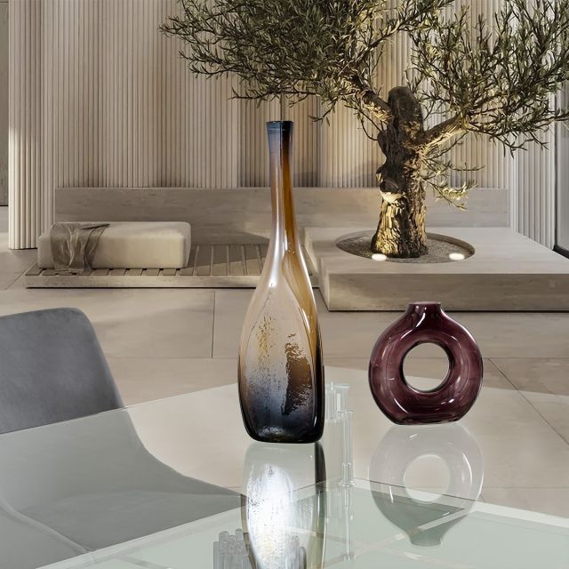 Jarrón Decorativo Triangular Cristal Zirconia Café Grande