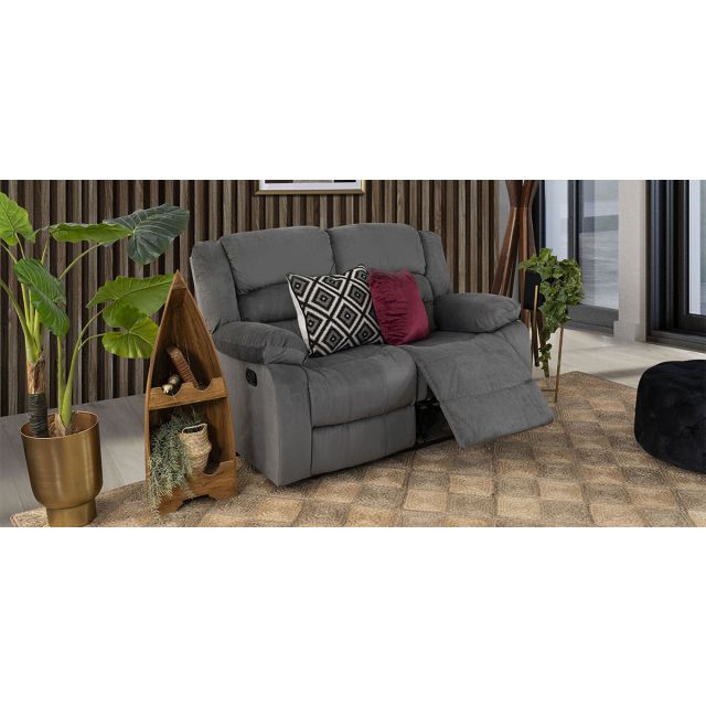 Sofá 2 Plazas Con Reclinables Memphis Velvet Gris