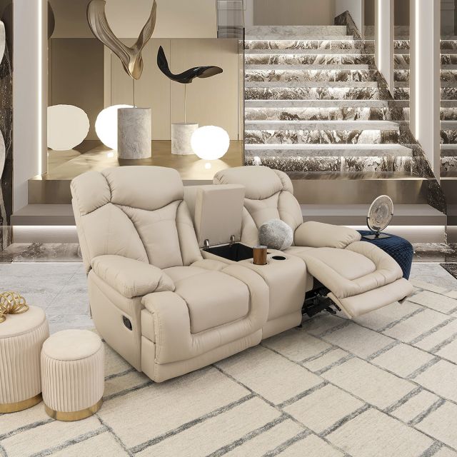 Sofá 2 Plazas Reclinable Lake Beige