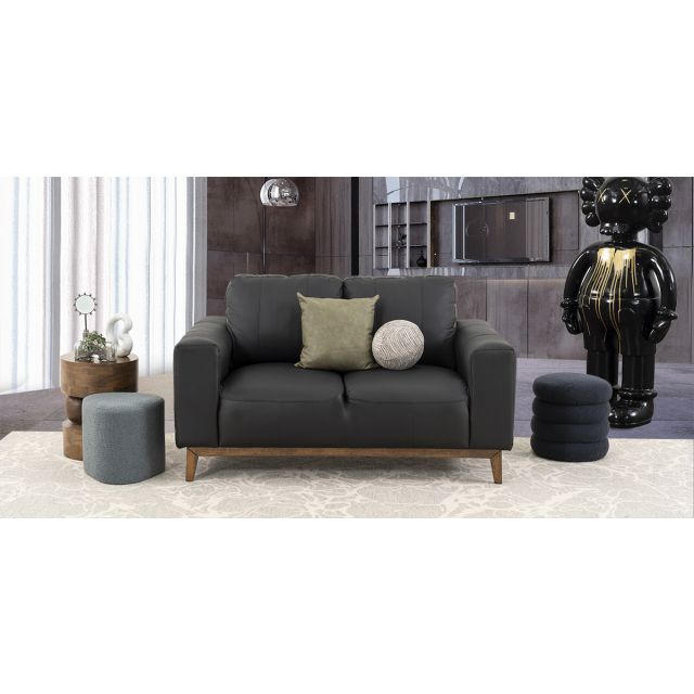 Sofá 2 Plazas Piel Littio Negro