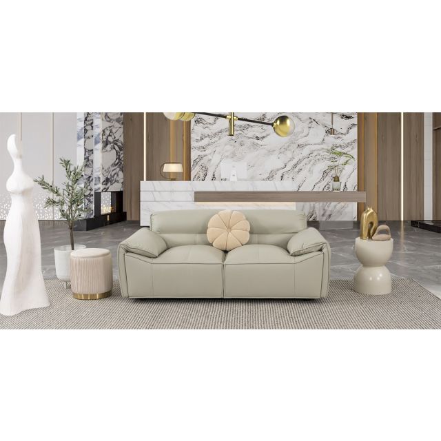 Sofá 2 Plazas Piel Wickens Gris Claro