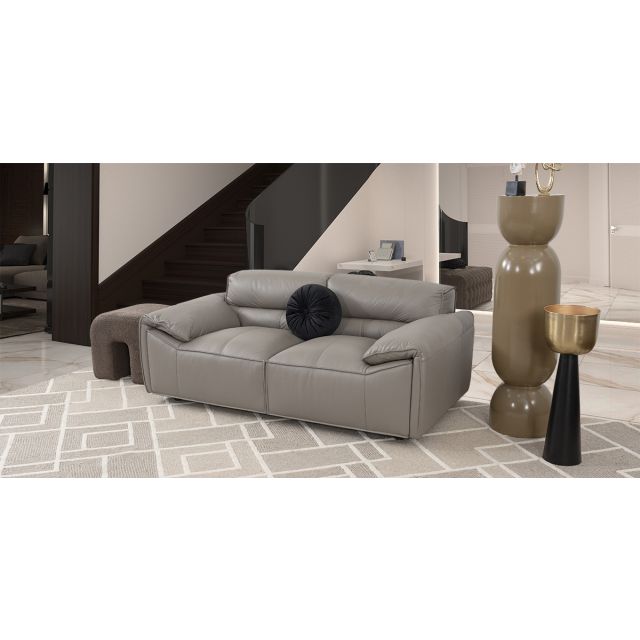 Sofá 2 Plazas Piel Wickens Gris Oscuro