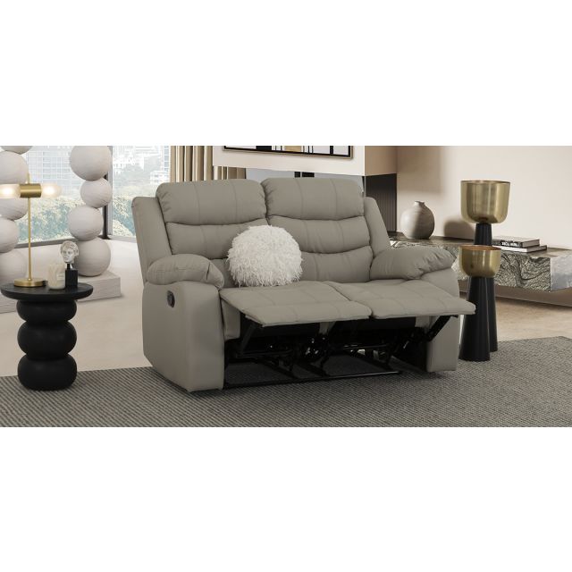 Sofá De 2 Plazas Piel Con Reclinable Caserta Gris
