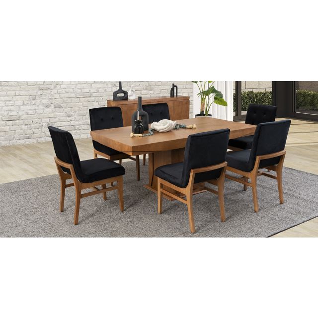 Comedor Margot Con Sillas Invictus Negro 7 Piezas
