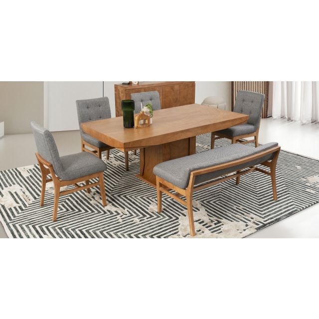 Comedor  Margot Con Sillas Y Banca Invictus Gris 6 Piezas
