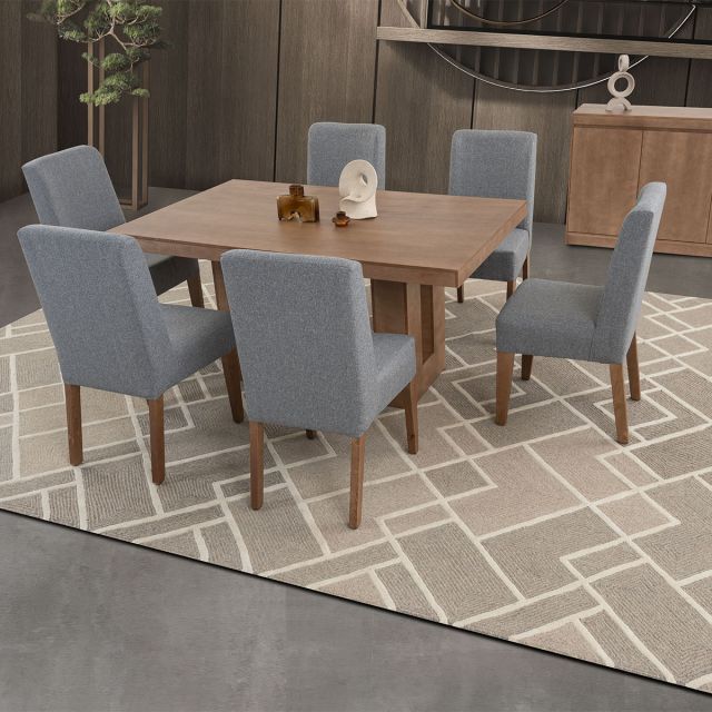 Comedor Rectangular Minnesota Gris 7 Piezas 