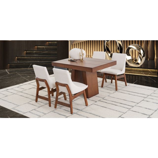 Comedor 120 Cm Odette Con Sillas Odette Alamo Beige 5 Piezas