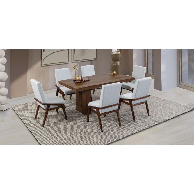 Comedor Marbella Con Sillas Praga Mix Gris 7 Piezas