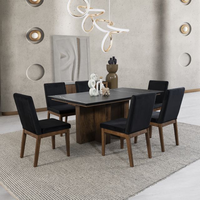 Comedor Birmania Negro 7 Piezas