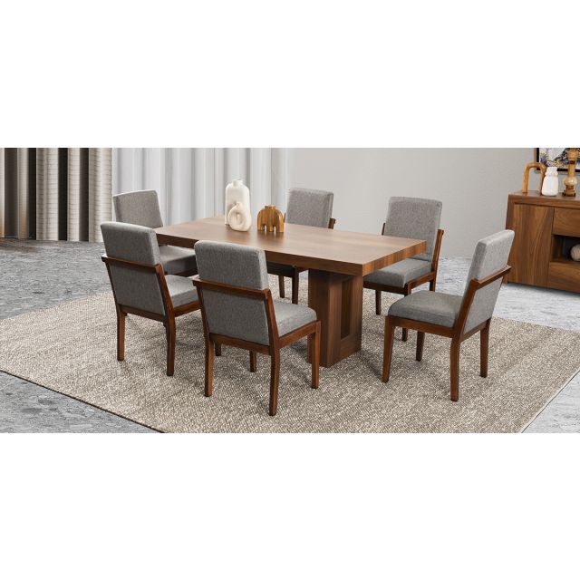 Comedor Rectangular Marbella Con Sillas Creta Gris 7 Piezas