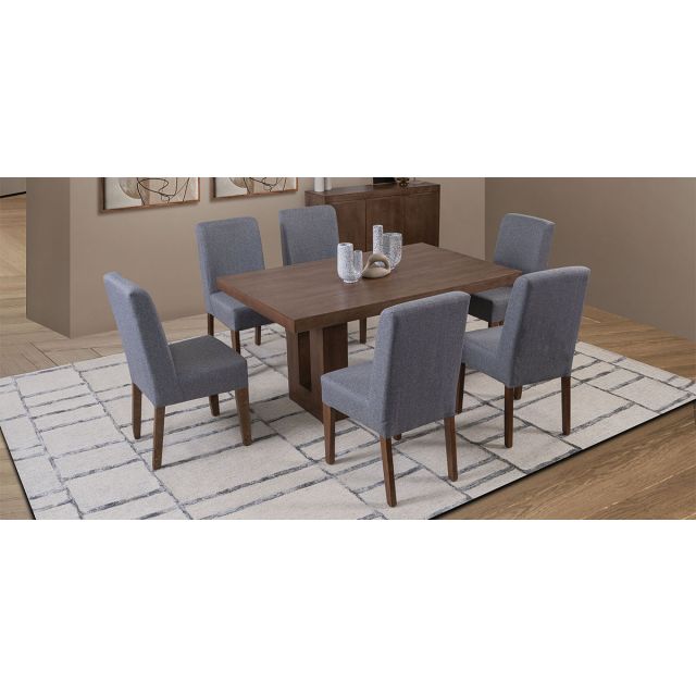 Comedor Rectangular Minnesota Gris 7 Piezas 