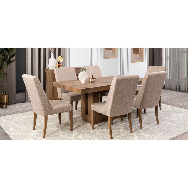 Comedor Rectangular 180 Cm Anka Con Sillas Anka Mix Café 7 Piezas