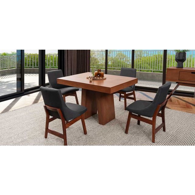 Comedor Odette Con Sillas Gris 5 Piezas