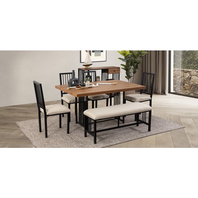 Comedor 150 X 100 Cm Brooklyn Beige 6 Piezas
