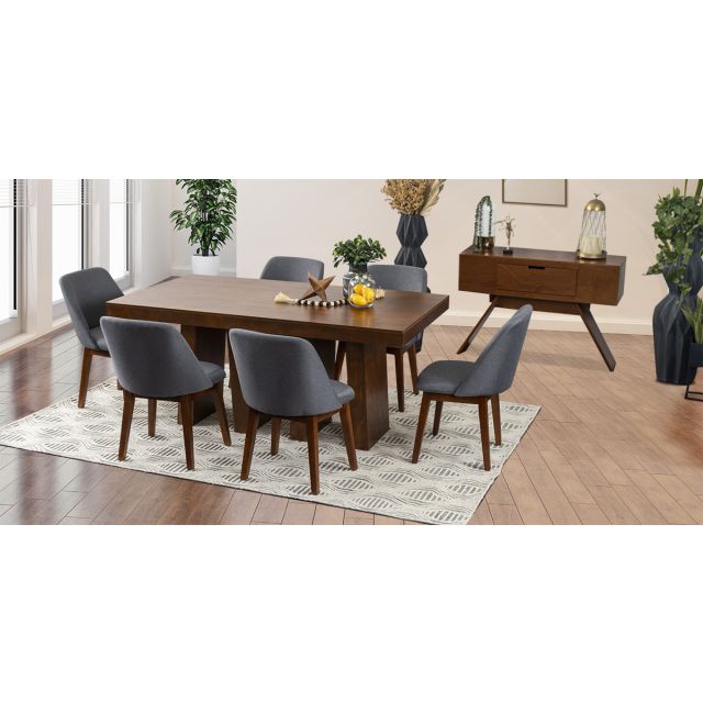 Comedor Odette PL Con Sillas Olaf Gris 7 Pzs