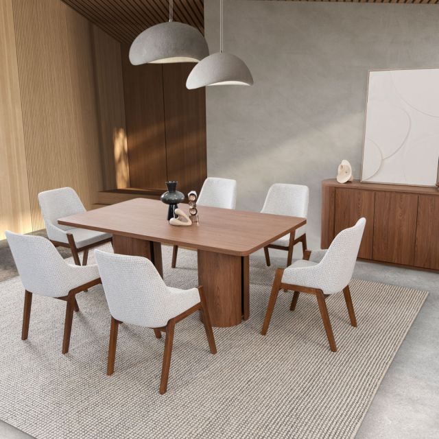 Comedor Rectangular Abu Dabi Café 7 Piezas