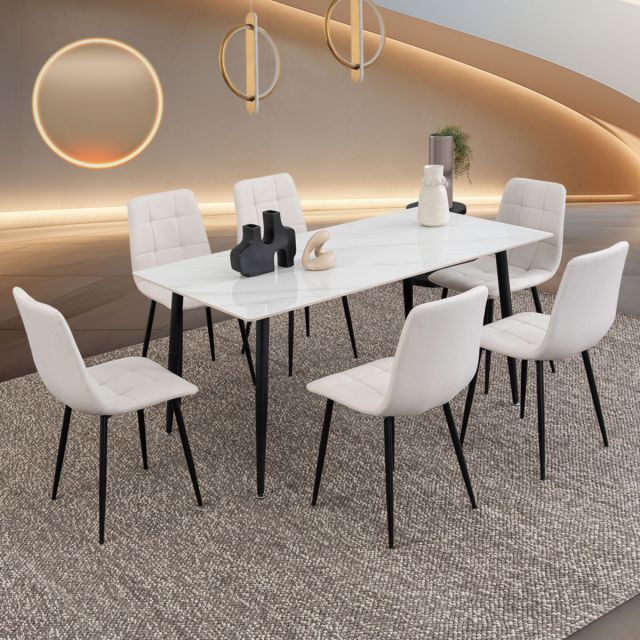 Comedor Rectangular Clever Beige 7 Piezas 