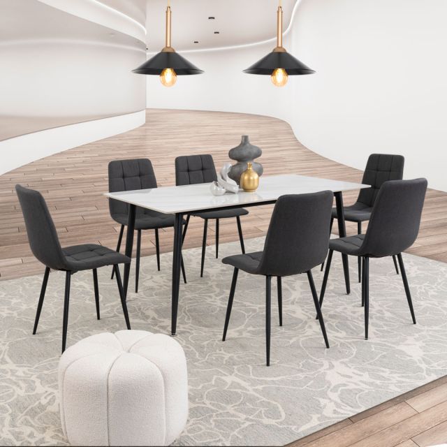 Comedor Rectangular Clever Gris Oxford 7 Piezas 